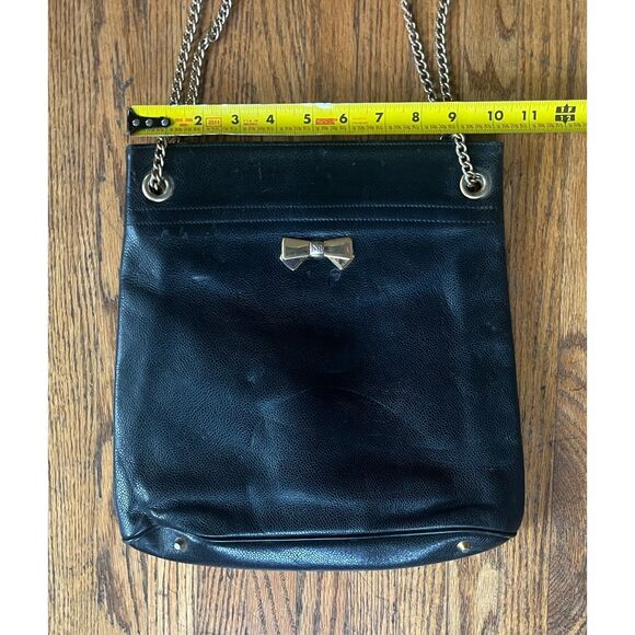 Vintage NINA RICCI Black Leather Shoulder Tote Handbag Bag   Women's Size Medium - Picture 9 of 12